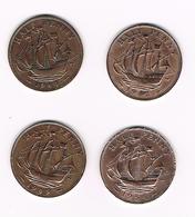 =&    GREAT BRITAIN  4 X 1/2 PENNY  1941/42/49/54 - C. 1/2 Penny