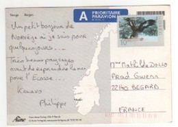 Beau Timbre , Stamp " Aigle " Sur Cp , Carte , Postcard Non Oblitérée Pour La France - Brieven En Documenten