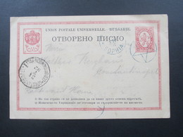 Bulgarien 1892 GA Blauer Stempel Sophia Und Stern Nach Constaninopel Öst. Levante Stempel Oesterreichische Post Constant - Lettres & Documents