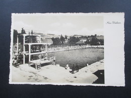 Sudetenland Echtfoto AK Neu-Titschein Städtisches Freibad. CSSR Marke Mit Blauem Stempel Hakenkreuz Neu-Titschein - Sudetes