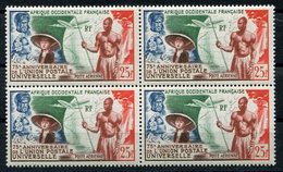 RC 9884 AOF AFRIQUE OCCIDENTALE N° PA 15 UPU BLOC DE 4 POSTE AERIENNE COTE 52,80€ NEUF ** TB - Unused Stamps