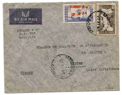 Liban Lebanon Lettre Cover Beyrouth 1946 Timbre Fiscal Verso - Lettres & Documents