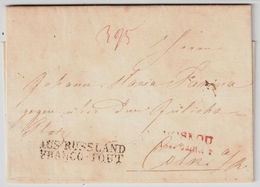 1842, Tilsit Transit-L2 "AUS RUSSLAND FRANCO TOUT " Klar , Brief  Moskau Nach Köln , #a954 - Storia Postale