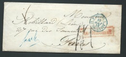 Lettre De Saint Petersbourg De 1857 Pour La France Aus Russland Encadré En Rouge , Taxe Manuscrite -  Bb15808 - ...-1857 Vorphilatelie