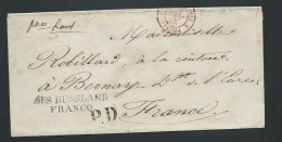 Lettre De Saint Petersbourg De 1849 Pour La France Aus Russland Franco En Noir + PD -  Bb15808 - ...-1857 Prefilatelia