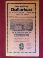 Doppelkarte Der Amtliche Dollarkurs 1919 Bis 1924 G. Knapp & Cie Pfullingen - Reutlingen