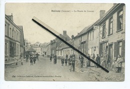 CPA Abîmée  - Hornoy   -(Somme) -  La Route De Liomer  -  (  Café , Vélo , Bicyclette ) - Hornoy Le Bourg