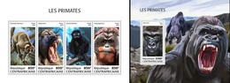 Centrafrica 2018, Animals, Gorillas, 4val In BF+BF - Gorilles