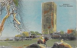 Maroc - Rabat - La Tour Hassan Vers 1920 - Carte Animée (âne) Et Colorisée - Rabat