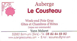 Foie Gras Carte De Visite De L'Auberge Le Cousteau, Yann Malaret, Saint-Lary (Gers) - Visiting Cards