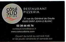 Carte De Visite Du Restaurant Pizzeria Côté Sud Loire, St Jean Le Blanc - Tarjetas De Visita