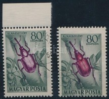 O 1954 Rovarok ívszéli 80f Tévnyomat Piros Színnyomat Nélkül (70.000) / Mi 1418 Margin Piece, Red Colour Omitted - Sonstige & Ohne Zuordnung