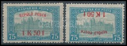 ** 1918 Repülő Posta 1K 50f/75f Fordított Felülnyomással + Támpéldány - Altri & Non Classificati