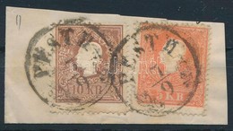 1858 5kr + 10kr Kivágáson 'PESTH' - Sonstige & Ohne Zuordnung