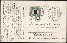 1913 Képeslap Bélyeg Nélkül érkezett Budapestre 10f Zöldportóval Portózva 'TORDA' - Other & Unclassified