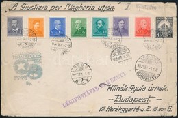 1932 ,,BUDAPEST' - ,,PÉCS' - ,,KAPOSVÁR - ,,BUDAPEST' Giusticia  Per L'Ungheria útján Túrarepülés 7 Arckép Bélyeggel Bér - Other & Unclassified