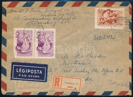 1956 Ajánlott Légi Levél Munka 5Ft Bérmentesítéssel Budapest-Kanada - Altri & Non Classificati