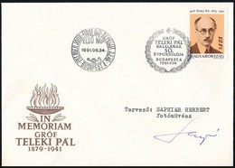 1991 Gróf Teleki Pál FDC A Tervező, Saphier Herbert Aláírásával - Sonstige & Ohne Zuordnung