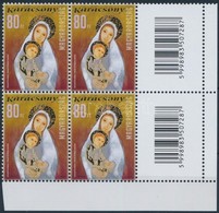 ** 2010 Karácsony 80Ft Négyestömb Jobb Oldali Vonalkódos Mezővel (20.000) / Mi 5487 Block Of 4 With Barcodes On 2 Blank  - Sonstige & Ohne Zuordnung