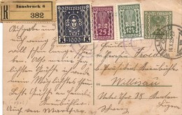 1922 (20. Díjszabás) (Túlbérmentesített) Díjkiegészített Levelezőlap Ajánlott Küldeményként Svájcba - Altri & Non Classificati