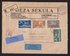 1929  Légi Ajánlott Levél Gyöngyösre / Registered Airmail Cover To Hungary - Altri & Non Classificati