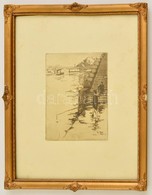Eugene Bejrot (1867-1931):  Szajna Part Horgásszal. Rézkarc, Papír, Jelzett A Karcon, üvegezett Keretben, 18×14 Cm - Sonstige & Ohne Zuordnung