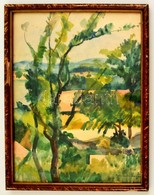 Bornemissza Jelzéssel: Park. Akvarell, Papír, üvegezett Keretben, 35×27 Cm - Other & Unclassified