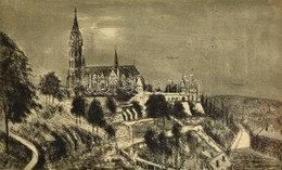 Élesdy István (1912-1987): Mátyás Templom, Rézkarc, Papír, Jelzett, üvegezett Fa Keretben, 29×48 Cm - Sonstige & Ohne Zuordnung