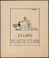 Schorr Tibor (?-?): Pornográf Ex Libris, Dr. Lustig István. Klisé, Papír, Jelzett A Klisén, 7,5×6 Cm - Otros & Sin Clasificación