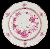 Herendi Indiai Kosár Mintás Tál, Porcelán, Kézzel Festett, Jelzett, Hibátlan, D:32,5 Cm - Altri & Non Classificati