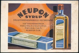 Cca 1920 Neupon Sírup Gyógyszer Reklám Lap, Hátoldalán Itatóspapír, 11x17 Cm - Pubblicitari