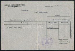 1937 A Magyar Cserkészszövetség Pénzügyi Osztálya által Kiállított Számla, Lopott Pénz Miatt, Bozó Gyula Nevére - Pfadfinder-Bewegung