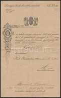 1910 Bp., A Magyar Királyi Honvédelmi Miniszter által Kiadott Hadapródi Lonevezés - Non Classificati
