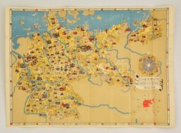 Cca 1933-1936 Németország - A Szép Utazások Hazája, Illusztrált, Rajzos Németország Térkép, Berlin,  Reichsbahnzentrale  - Sonstige & Ohne Zuordnung