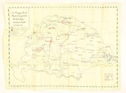 Cca 1900 A Magyar Szent Korona Országainak Fürdőtérképe, Kézzel Rajzolt, 80×59 Cm - Altri & Non Classificati