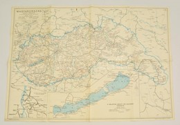 Cca 1940 Magyarország Vasúti Térképe, A Hivatalos Menetrendkönyv Melléklete, Hajózási és Buszvonal Térképpel, 1:1,200.00 - Other & Unclassified