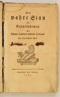 Jean Claude Adrien Helvétius: Der Wahre Sinn Des Natursystemes: Ein Hinterlassenes Werk. Frankfurt, 1783. 142p. Kézzel í - Sin Clasificación