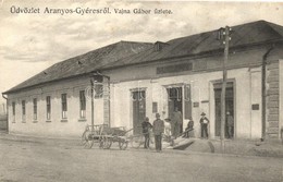 ** T2 Aranyosgyéres, Campia Turzii; Vajna Gábor üzlete, Szekér, Kerékpáros Fiú / Shop, Carriage, Boy With Bicycle - Unclassified