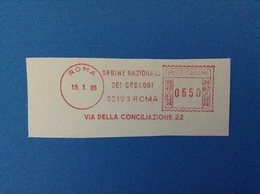 1989 AFFRANCATURA MECCANICA ROSSA EMA RED - ORDINE NAZIONALE DEI GEOLOGI ROMA - Marcofilia - EMA ( Maquina De Huellas A Franquear)