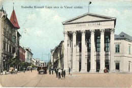 * T2/T3 Szabadka, Subotica; Kossuth Lajos Utca, Városi Színház, üzlet, Villamos. Kiadja Vig Zsigmond Sándor / Street Vie - Unclassified