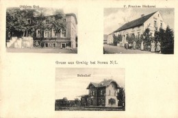 * T2 1923 Grabik (Zary), Grabig Bei Sorau; Gäblers Gut, F. Frankes Bäckerei, Bahnhof / Villa, Backery, Railway Station - Ohne Zuordnung