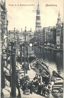 ** T1/T2 Hamburg, Fleet B. D. Reimersbrücke / Canal With Bridge, Church, Quay, Market Vendors - Ohne Zuordnung