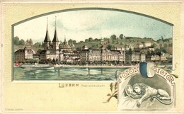 ** T4 Lucerne, Luzern; National Quay, Lion Emb. Litho (pinhole) - Ohne Zuordnung