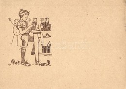 ** T2/T3 Cserkész A Kamrában / Scout Boy In The Pantry, Art Postcard. S: Marton L. (EK) - Unclassified