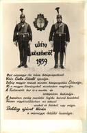 ** T2 1939 Újévi Köszöntő, Díszegyenruhás Katonák, Vitéz Endre László / Hungarian Military, New Years Greeting Postcard - Unclassified