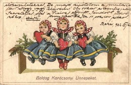 T2/T3 Boldog Karácsonyi Ünnepeket! / Christmas Greeting Card, Little Girls With Hearts (EK) - Sin Clasificación