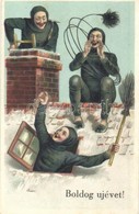 ** T2 Boldog Újévet! / New Year Greeting Card, Chimney Sweepers. Litho - Unclassified