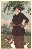 ** T1/T2 Hunter Lady With Gun. Italian Art Postcard, Proprieta Artistica Riservata 316-4. S: T. Corbella - Non Classificati