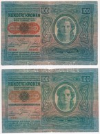 1912. 100K (2x) Piros 'Deutschösterreich' Felülbélyegzéssel, Mindkét Oldala Német T:III - Unclassified