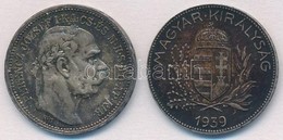 1915KB 1K Ag 'Ferenc József' + 1939. 1P Ag T:1- Patina - Ohne Zuordnung